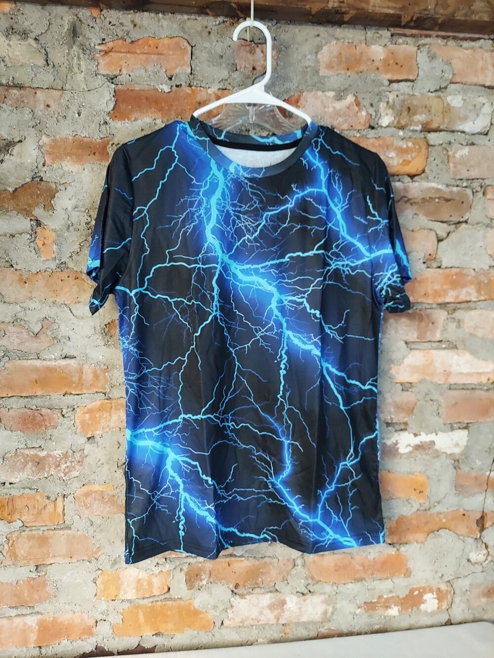 Boys Youth T Shirt 13-14 Years New Blue Lightning Graphic Print Short Sleeve